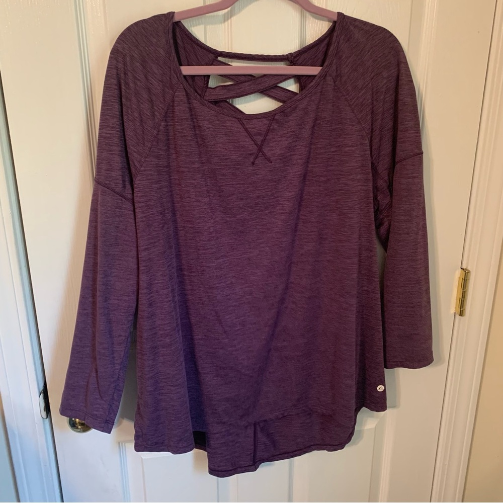 Alana 1x purple yoga top. PTP 24” length front 26”back 31”
